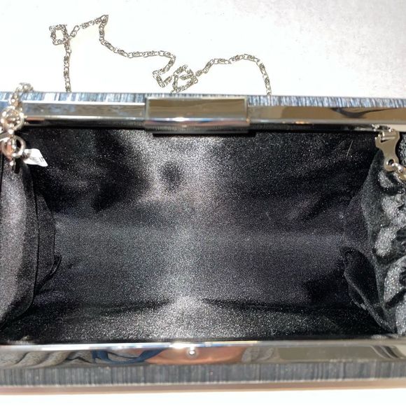 Clutch Bag Removable Chain Black and Silver - Picture 8 of 8